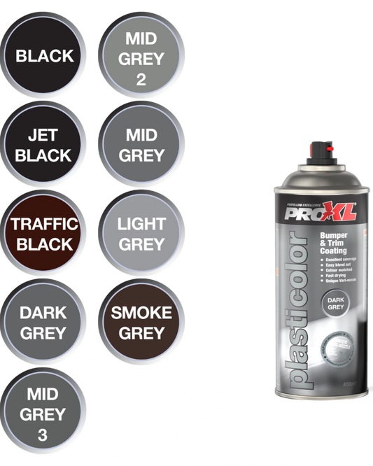 ProXL PlastiCOLOUR – 1K Plastic Bumper & Trim Coating Aerosol (400ml)